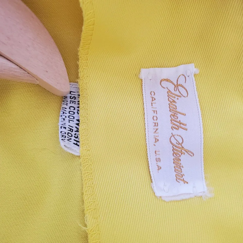 Vintage Elisabeth Stewart Mini Yellow Wood Button Accent Dress - Picture 5 of 6
